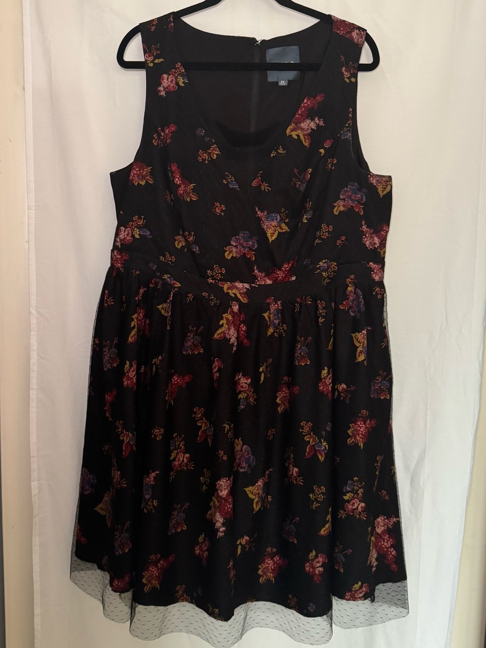 ModCloth Delightful Sight Swiss Dot Floral A-Line Dress 2X